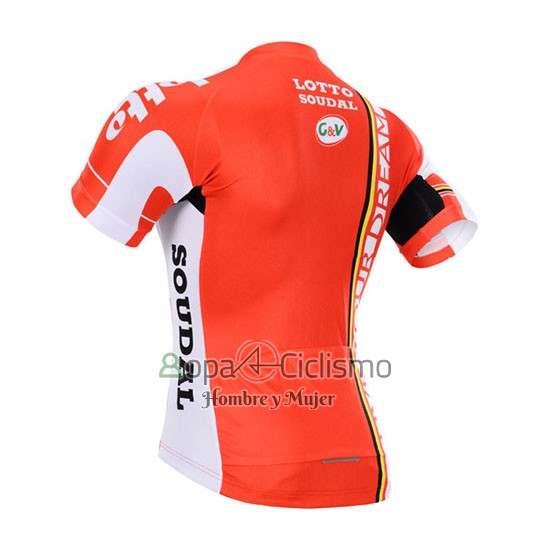 Lotto Soudal Ropa Ciclismo Culotte Corto 2015 Mangas Cortas Blanco Rojo
